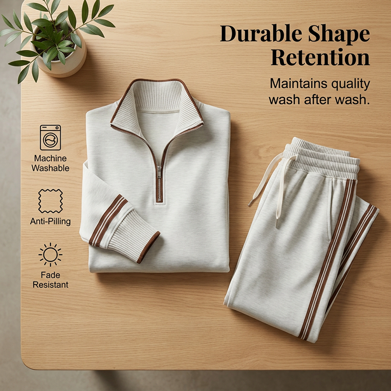 ✨ Effortless Comfort | Women's Half-Zip Top & Wide-Leg Pants 2-Piece Set