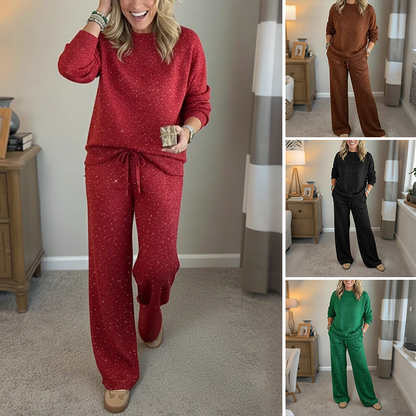 ✨💖Women's Glitter Pullover Sweater & Pants 2-Piece Set