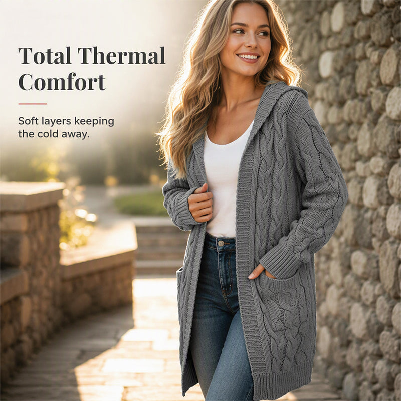 🧥Women's Long Hooded Knit Cardigan with Pockets
