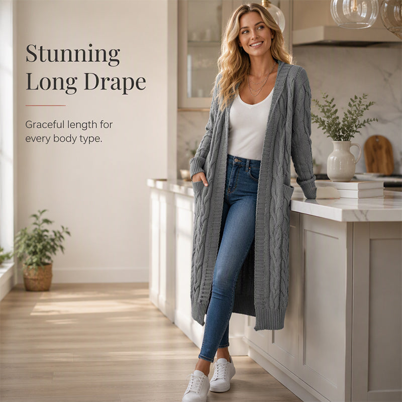 🧥Women's Long Hooded Knit Cardigan with Pockets