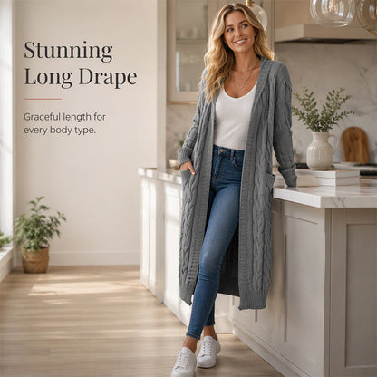 🧥Women's Long Hooded Knit Cardigan with Pockets