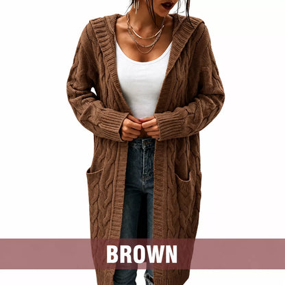 🧥Women's Long Hooded Knit Cardigan with Pockets