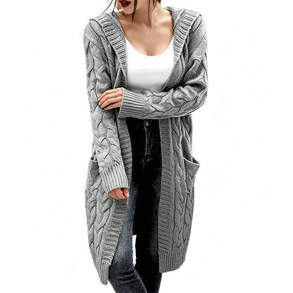 🧥Women's Long Hooded Knit Cardigan with Pockets