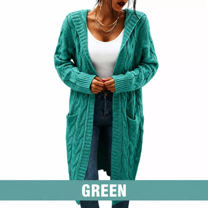 🧥Women's Long Hooded Knit Cardigan with Pockets