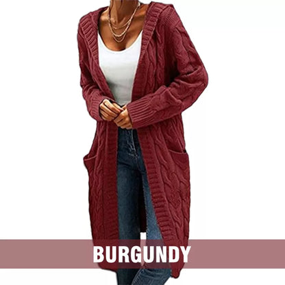 🧥Women's Long Hooded Knit Cardigan with Pockets