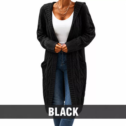 🧥Women's Long Hooded Knit Cardigan with Pockets