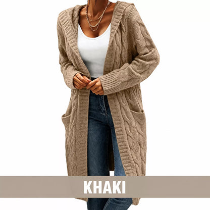 🧥Women's Long Hooded Knit Cardigan with Pockets