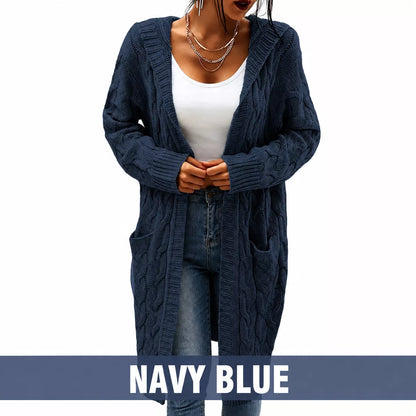 🧥Women's Long Hooded Knit Cardigan with Pockets