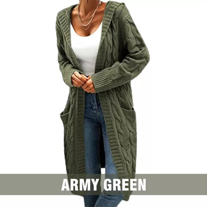 🧥Women's Long Hooded Knit Cardigan with Pockets