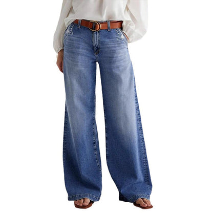 👖Women's Vintage High-Waist Wide-Leg Jeans