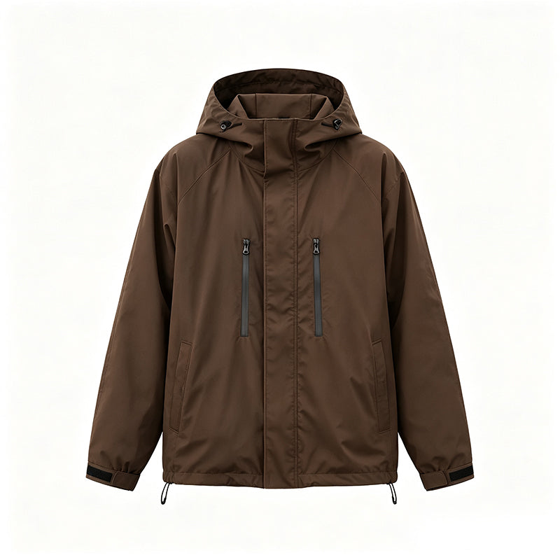 Windproof Hooded Cargo Jacket Waterproof Outdoor Streetwear Coat