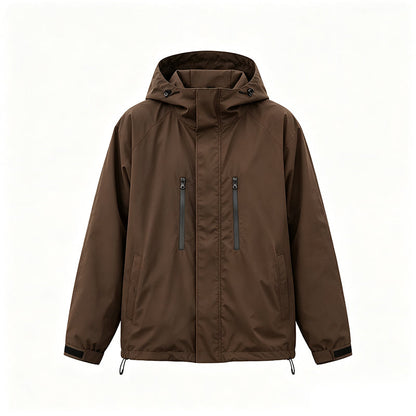 Windproof Hooded Cargo Jacket Waterproof Outdoor Streetwear Coat