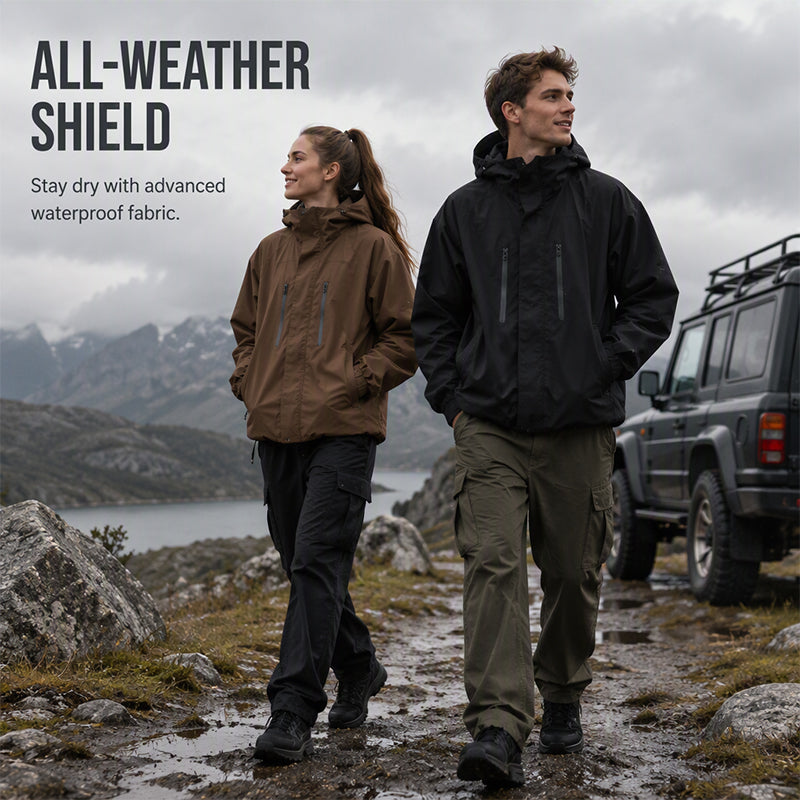 Windproof Hooded Cargo Jacket Waterproof Outdoor Streetwear Coat