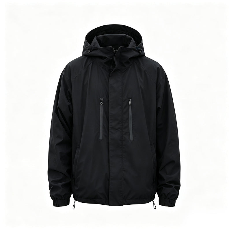 Windproof Hooded Cargo Jacket Waterproof Outdoor Streetwear Coat