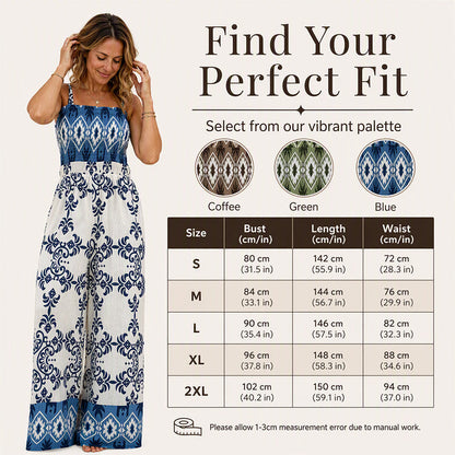 Women's Bohemian Print Smocked Jumpsuit
