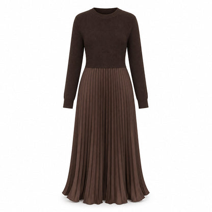 🌸LAST DAY SALE - 50% OFF!!✨ Effortless Elegance | Women's Pleated Round-Neck Maxi Dress 🌟