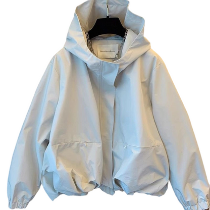 ✨ Lightweight Everyday Style | Women's Bubble-Hem Hooded Windbreaker Jacket