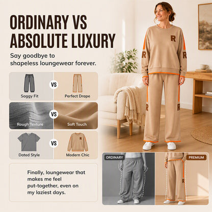 🤎 Women's Casual Sweatshirt & Wide-Leg Pants Set