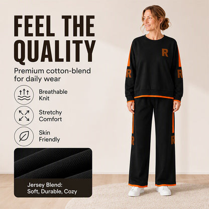 🤎 Women's Casual Sweatshirt & Wide-Leg Pants Set