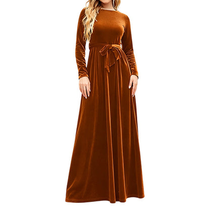 🍁New Fall Collection-Women's Elegant Velvet Long Sleeve Maxi Dress