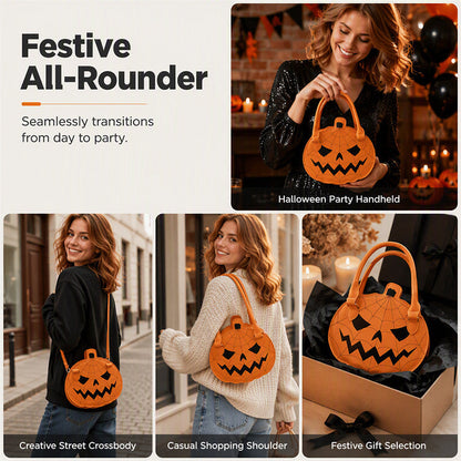 🎃 Halloween Favorite | Pumpkin Embroidered PU Leather Handbag