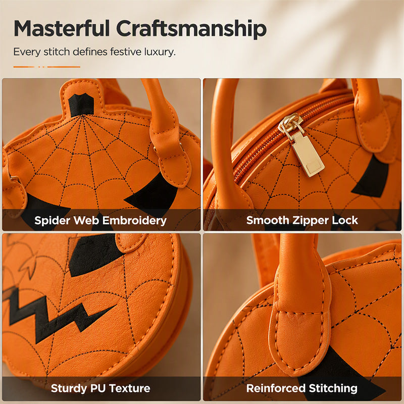 🎃 Halloween Favorite | Pumpkin Embroidered PU Leather Handbag
