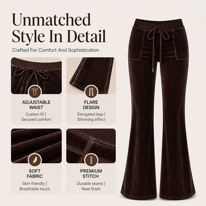 Women's Velvet Drawstring Flare Pants