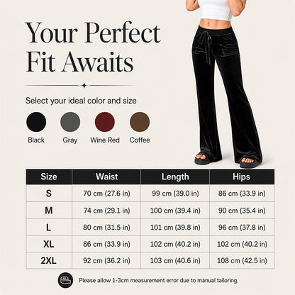 Women's Velvet Drawstring Flare Pants