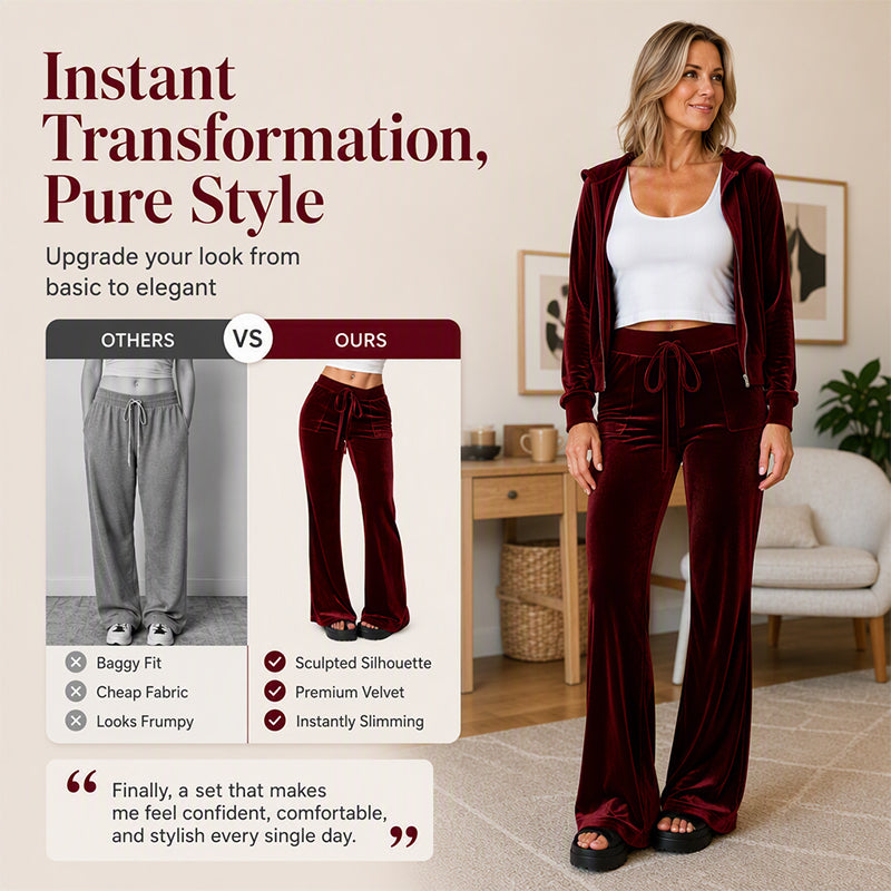 Women's Velvet Drawstring Flare Pants