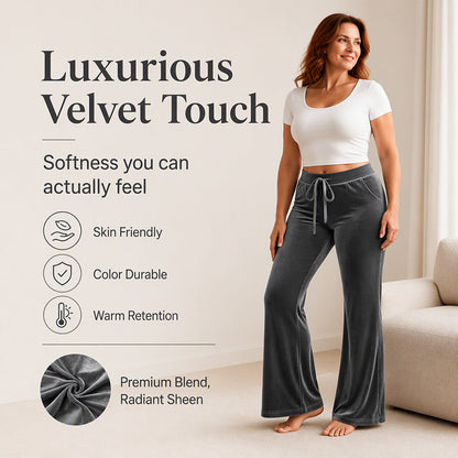 Women's Velvet Drawstring Flare Pants