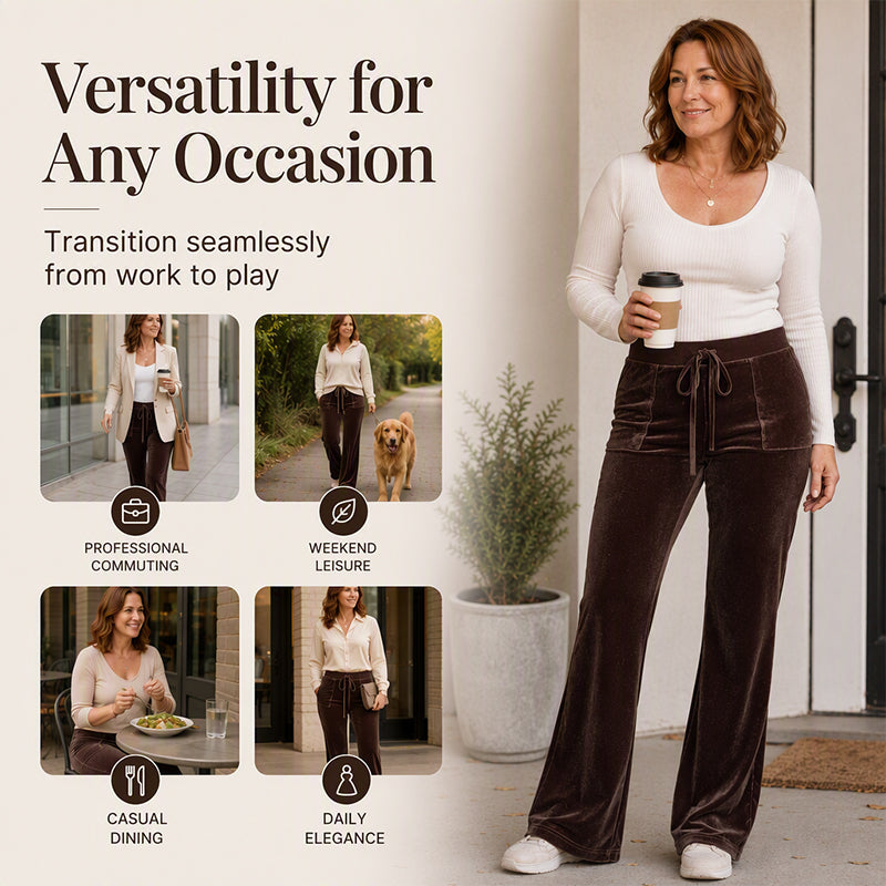 Women's Velvet Drawstring Flare Pants