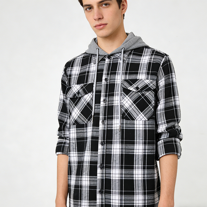 🧢Men's Plaid Flannel Hooded Shirt Jacket – Warm, Comfortable & Effortlessly Stylish