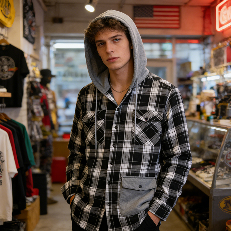 🧢Men's Plaid Flannel Hooded Shirt Jacket – Warm, Comfortable & Effortlessly Stylish