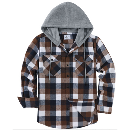 🧢Men's Plaid Flannel Hooded Shirt Jacket – Warm, Comfortable & Effortlessly Stylish