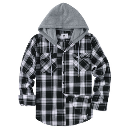 🧢Men's Plaid Flannel Hooded Shirt Jacket – Warm, Comfortable & Effortlessly Stylish