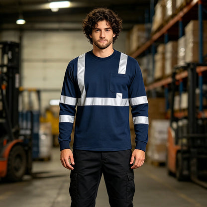 🦺 Stay Seen, Stay Comfortable | Men's High-Visibility Reflective Work Top