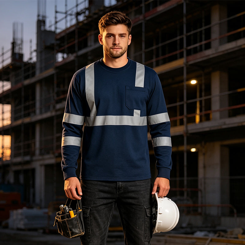 🦺 Stay Seen, Stay Comfortable | Men's High-Visibility Reflective Work Top