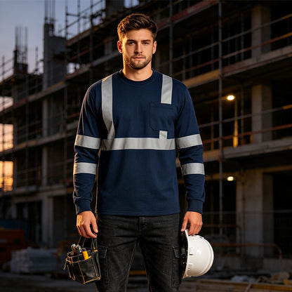 🦺 Stay Seen, Stay Comfortable | Men's High-Visibility Reflective Work Top