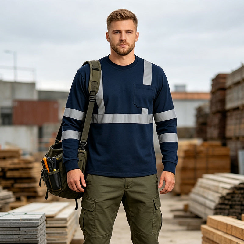 🦺 Stay Seen, Stay Comfortable | Men's High-Visibility Reflective Work Top