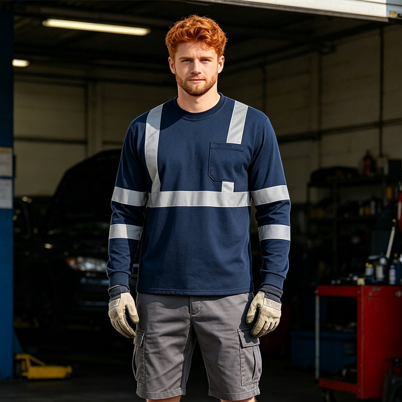 🦺 Stay Seen, Stay Comfortable | Men's High-Visibility Reflective Work Top