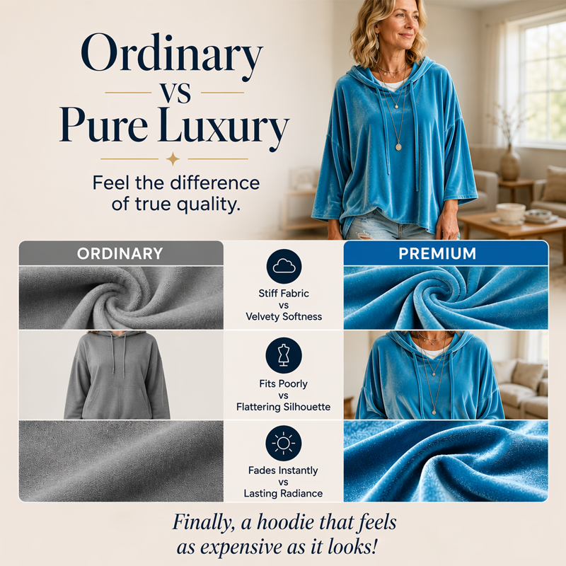 ✨ Velvet Comfort, Relaxed Style | Women's Drawstring Pullover Sweatshirt
