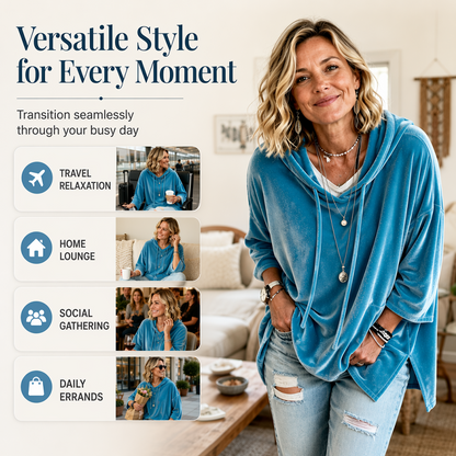 ✨ Velvet Comfort, Relaxed Style | Women's Drawstring Pullover Sweatshirt