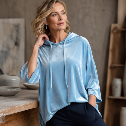✨ Velvet Comfort, Relaxed Style | Women's Drawstring Pullover Sweatshirt