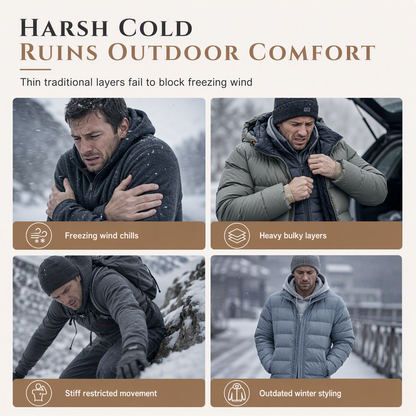 🧥Men's Winter Fleece Lined Hoodie Jacquard Pattern Long Sleeve Pullover Sweatshirt for Casual Outdoor Wear