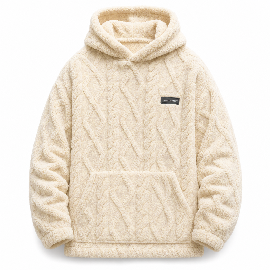🧥Men's Winter Fleece Lined Hoodie Jacquard Pattern Long Sleeve Pullover Sweatshirt for Casual Outdoor Wear