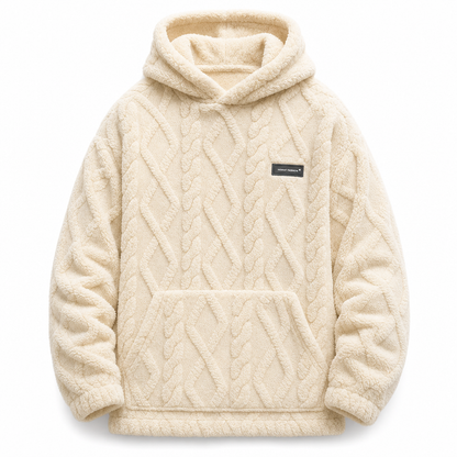 🧥Men's Winter Fleece Lined Hoodie Jacquard Pattern Long Sleeve Pullover Sweatshirt for Casual Outdoor Wear