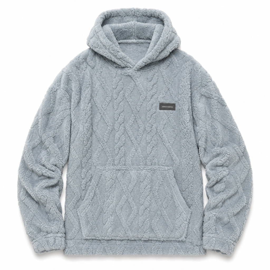 🧥Men's Winter Fleece Lined Hoodie Jacquard Pattern Long Sleeve Pullover Sweatshirt for Casual Outdoor Wear
