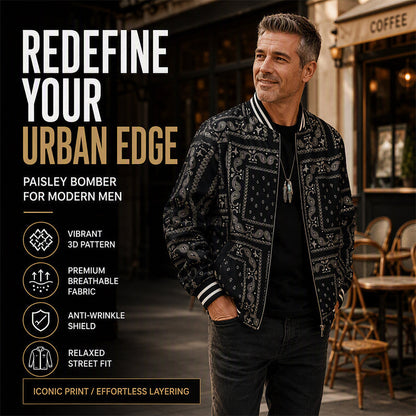 Men's Streetwear Paisley Print Bomber Jacket