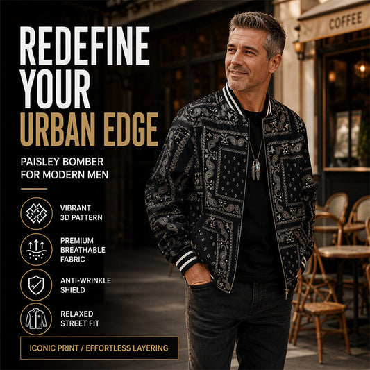 Men's Streetwear Paisley Print Bomber Jacket