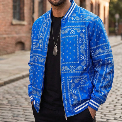 Men's Streetwear Paisley Print Bomber Jacket